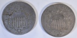 2 1867 SHIELD NICKELS: