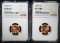 1952-D & 1958 LINCOLN CENTS NGC MS66 RD