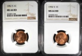 2 - 1952-S LINCOLN CENTS NGC MS66 RD