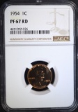 1954 LINCOLN CENT, NGC PF-67 RED