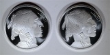 2-INDIAN/BUFFALO ONE OUNCE .999 SILVER ROUNDS
