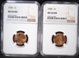 2 - 1958 LINCOLN CENTS NGC MS66 RD