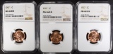 3-1967 LINCOLN CENTS, NGC MS-66 RED
