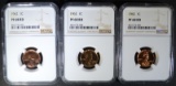 (3) 1962 LINCOLN CENTS, NGC PF-68 RD