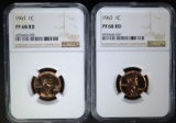 (2) 1963 LINCOLN CENTS, BOTH NGC PF-68 RD
