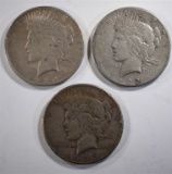2-1922-S & 1-1935 CIRC PEACE DOLLARS