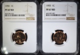 2 - 1955 LINCOLN CENTS NGC PF67 RD