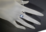 OCEAN MYSTIC BLUE TOPAZ 3CT RING WITH DIAMOND