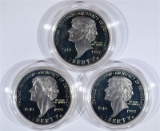 (3) 1993 Thomas Jefferson Proof Silver Dollars