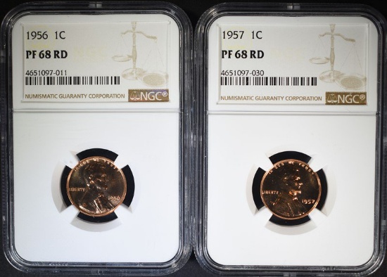 1956 & 1957 LINCOLN CENT  NGC PF68 RD