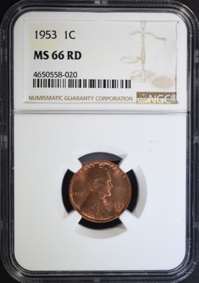 1953 LINCOLN CENT NGC MS66 RD TOUGH DATE