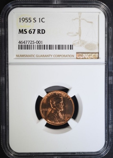 1955-S LINCOLN CENT NGC MS67RD