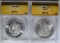 2-ANACS GRADED MORGAN DOLLARS: