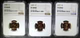 1957, 1958, 1959 NGC PF68 RD LINCOLN CENTS