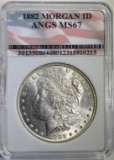 1882 MORGAN DOLLAR ANGS GRADED SUPERB GEM BU