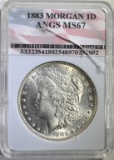 1883 MORGAN DOLLAR ANGS GRADED SUPERB GEM BU