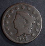 1827 LARGE CENT, GOOD/VG KEY DATE