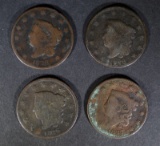 1826, 27, 28 & 29 LARGE CENTS, GOOD