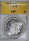 1885 MORGAN DOLLAR, ANACS MS-62 PL