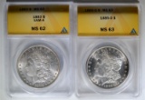 2-ANACS GRADED MORGAN DOLLARS