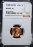 1960 Sm Dt LINCOLN CENT NGC MS67 RD