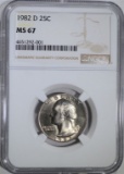 1982-D WASHINGTON QUARTER NGC MS67