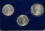 1884-O BU, 88 AU & 89 BU MORGAN DOLLARS IN BOX