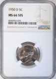 1950-D JEFFERSON NICKEL NGC MS66 5FS