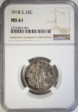 1918-S STANDING LIBERTY QUARTER NGC MS 61