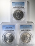 1922, 1923, 1924 PCGS GENUINE PEACE DOLLARS