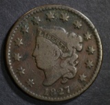 1827 LARGE CENT  VG