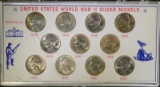 GEM BU 1942-P THRU 1945-S JEFFERSON WAR NICKEL SET