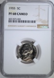 1955 JEFFERSON NICKEL, NGC PF-68 CAMEO