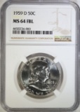 1959-D FRANKLIN HALF DOLLAR NGC