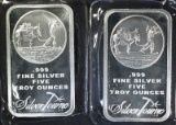 2-FIVE OUNCE .999 SILVER BARS