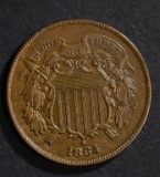 1864 TWO CENT PIECE  AU  R&B