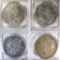 4 - AU MORGAN DOLLARS; 1879-O, 1888, 1898, 1921