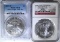 2 - MS70 AMERICAN SILVER EAGLES;