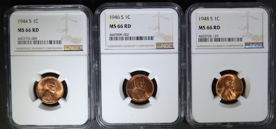 1944-S, 1946-S, 1948-S NGC MS66 RD