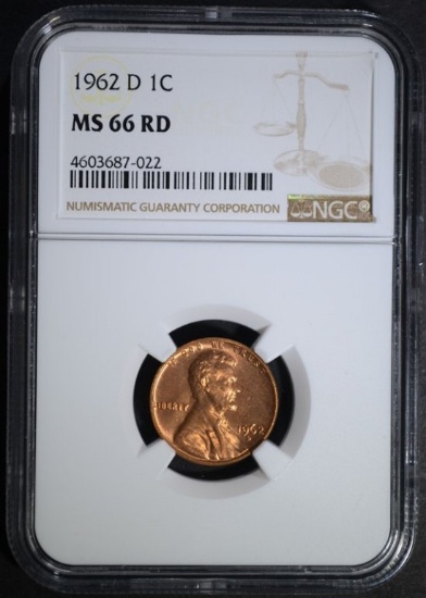 1962-D LINCOLN CENT NGC MS66 RD