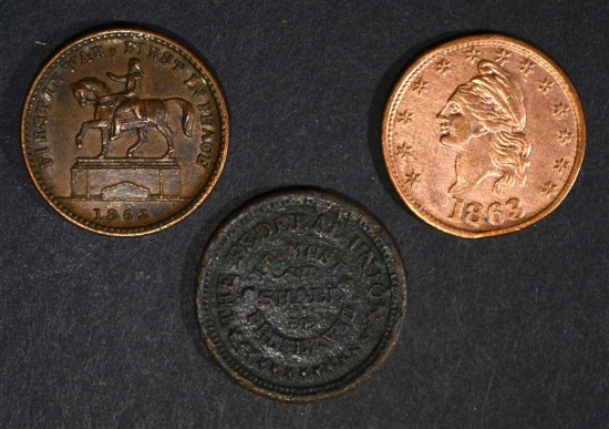 3-PATRIOTIC CIVIL WAR TOKENS