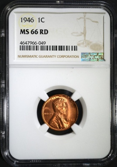 1946 LINCOLN CENT NGC MS 66 RD