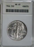 1946 WALKING LIBERTY HALF DOLLAR ANACS MS 65