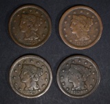 1851, 52, 53 & 56 VG/FINE LARGE CENTS