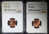 1955 & 1956 LINCOLN CENTS NGC MS66RD