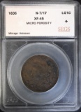 1835 LARGE CENT N-7/17 SEGS XF/AU