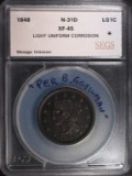 1848 LARGE CENT N-31D SEGS XF/AU