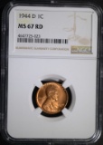 1944-D LINCOLN CENT, NGC MS-67 RED