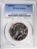 1983-D KENNEDY HALF DOLLAR, PCGS MS-66+