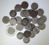 27 PIECES SHIELD NICKEL 1883 & OLDER